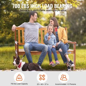 Panca da Esterno in Legno da 48 Pollici con Schienale e Braccioli, Panca da Giardino e Parco per Esterni, Capacità di Carico 700 Libbre, Panche da Patio - Product Image 3