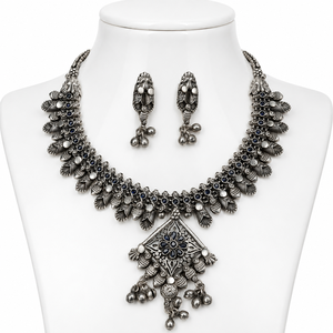 Rhodium Plated Alloy Zircon Bohemia Trendy Flower Necklace and Earring Set Jewelry Gift for Women Party <b>Wedding</b> Anniversary - Product Image 4