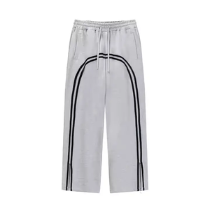 Pantalon de survêtement décontracté pour homme en toile polyester/coton, taille mi-haute, léger, respirant, multicolore, coupe large et ample - Product Image 1