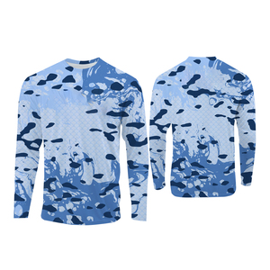 Camisa de Pesca de Manga Larga para Hombre, Diseño de Lubina con Estampado por Sublimación, UPF 50, Anti-UV, Patrón Azul Verde, Ropa para Exteriores - Product Image 6