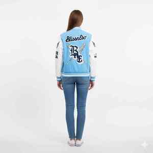 Windproof <b>Quilt</b>-Lined Thick Winter Varsity Jacket Stand Collar <b>Single</b> Breasted Custom Sleeves Vintage Style Breathable - Product Image 4