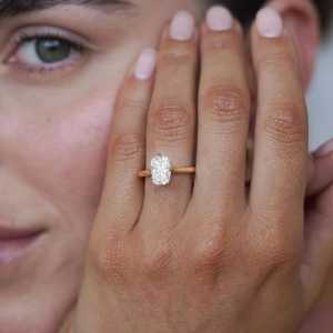 2 CT Elongated Cushion Cut Lab Grown Diamond <b>Solitaire</b> <b>Ring</b>-IGI Certified 18K Gold Plated Trendy Anniversary Jewelry - Product Image 3