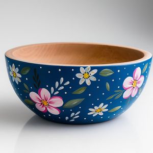 Tazón de Madera Hecho a Mano con Interior a Rayas de Colores, Diseño Bohemio para Servir Comida, Uso en Fiestas - Product Image 6