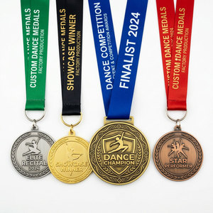 Custom Dance <b>Medals</b> with Personalized Logo and Ribbons Die Casting Technique for Competitions Recitals and Events - Product Image 1
