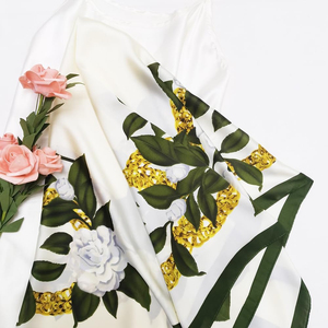 Floral Printed <b>Silk</b> <b>Square</b> <b>Scarf</b> Women Fashion Accessory All Seasons 100% <b>Silk</b> Multi-Functional Adult Wear skin-friendly <b>silk</b> - Product Image 4