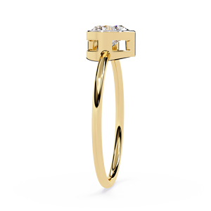 Bague de fiançailles et de mariage minimaliste pour femme en or jaune 18 carats avec diamant naturel en forme de cœur de 0,50 ct, sertie clos, certifiée IGI - Product Image 3