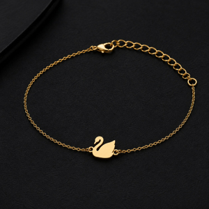 Pulsera de Cadena con Diseño de Cisne en Plata de Ley 925 Chapada en Oro, Joyería Fina Minimalista para Mujer, Uso Diario, Regalo - Product Image 1