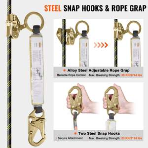 Negro y amarillo 150ft (45,7 m) Cuerda de escalada vertical para exteriores Protección contra caídas - Product Image 4