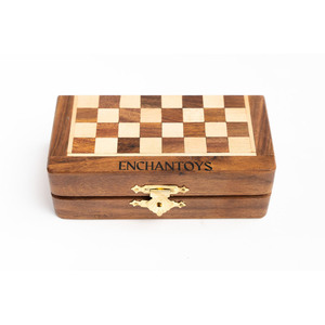 Handcrafted <b>Wooden</b> Folding <b>Chess</b> <b>Set</b> With Box Green Velvet Lined Compartments Portable Travel Board Game For Family Enjoyment - Product Image 3