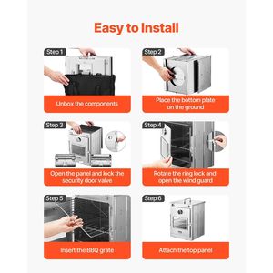 เตาอบพับได้แบบพกพาทำจากสแตนเลส 3 ชั้น พร้อมด้ามจับและเทอร์โมมิเตอร์สำหรับเผาไม้ - Product Image 6