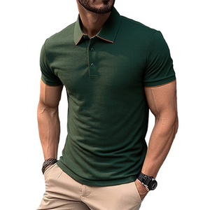 Polo de punto transpirable para hombre, talla grande, con diseño liso, logotipo personalizable, estilo casual estampado - Product Image 4
