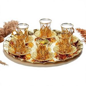 Plateau rond vintage en gros d'usine, qualité supérieure, imprimé or, plateaux de service décoratifs effet miroir, en plastique, verre, métal - Product Image 3