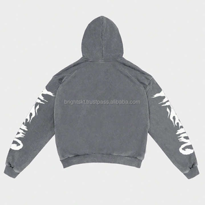 Custom Heavyweight 380 GSM Cotton <b>Fleece</b> <b>Hoodie</b> <b>Oversized</b> Blank Streetwear Pullover for Men - Product Image 2