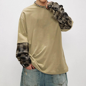 T-shirt Homme Oversize en Coton Double Couche à Manches Longues Effet Délavé Acide de Haute Qualité Personnalisé - Product Image 5