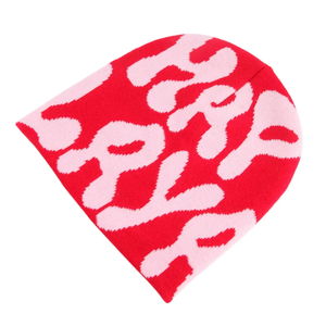 Gorro de Invierno Sublimado con Graffiti Rojo y Blanco, Mezcla de Acrílico, Cómodo, con Borde Plegado, Ajuste Flexible, Vibrante, para Uso Diario - Product Image 2
