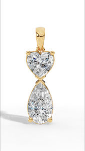 Deslumbrante Collar de Plata de Ley 925 con Colgante de Corazón y Diamante Simulado con Corte de Pera, Elegante Collar con Doble Piedra Infinita Brillante - Product Image 4