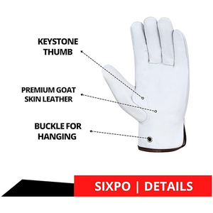 Gants de sécurité en cuir blanc, longueur poignet, non doublés, respirants, style uni, pour services professionnels, utilisation printemps-automne - Product Image 5