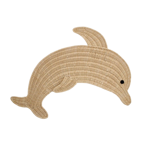 Décoration murale en rotin bio en forme de dauphin pour enfant, style bohème, accessoires de chambre d'enfant tissés à la main, produit artistique - Product Image 1
