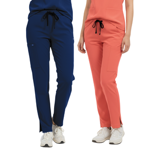 Uniforme Médico de Buena Calidad para Mujer, Conjunto de Blusa con Cuello en V y Pantalones Jogger Cargo, Fabricante de Ropa con Marca Privada OEM - Product Image 1