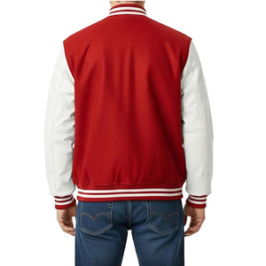 เสื้อแจ็คเก็ตวาร์ซิตี้คุณภาพสูงสำหรับผู้ชาย ปักโลโก้ตามสั่ง แขนหนังผสมขนสัตว์  แจ็คเก็ตเบสบอลแบบ Letterman สำหรับวิทยาลัย  ผู้จำหน่าย - Product Image 4