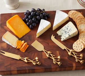 Golden <b>Cheese</b> <b>Knife</b> <b>Set</b> With Floral Handle Design Stainless Steel Blades Dishwasher Safe Durable Serving Tools For Kitchen Use - Product Image 5