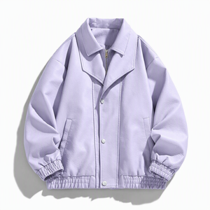 Chaqueta de cuero para hombre de marca privada, estilo con botones, cuerpo de cuero suave, estampado gráfico, forro acolchado y puños de punto acanalado. - Product Image 5
