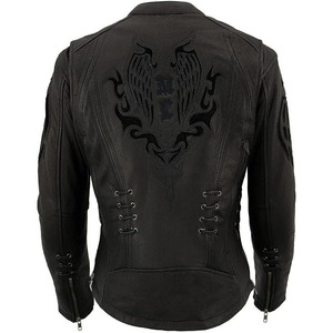 SAMROZ SPORTS Women's Black Leather Lightweight Racer Jacket - Product Image 3
