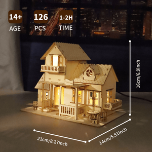 Puzzle 3D in Legno Sweet Home, Carillon Artigianale, Kit Casa delle Bambole in Miniatura, Luci Notturne LED, Prodotto Unico Fai-da-Te - Product Image 5