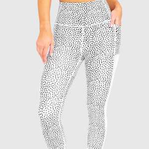 Leggings de yoga taille haute à imprimé léopard avec bande latérale, taille élastique, en spandex et polyester - Product Image 3
