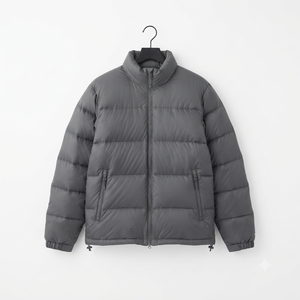 Women's Gray Stand Collar Puffer Jacket Lightweight Polyester Windproof Casual Zipper Closure Regular Fit Winter Wear - Product Image 1