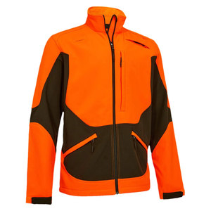 Chaqueta de Forro Polar para Hombre, Color Naranja y Marrón, con Bloques de Color, Resistente al Viento, Cuello Alto, Cierre de Cremallera, Estilo Ropa de Trabajo, para Otoño - Product Image 1