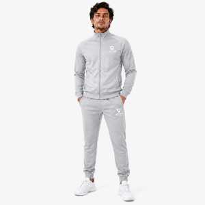 Conjunto Deportivo Gris para Hombre, Chaqueta Deportiva con Cierre Completo y Pantalones Jogger, Logotipo Personalizado, Ropa Deportiva para Gimnasio - Product Image 3