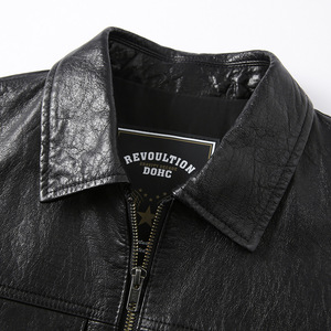 Chaqueta de Cuero Genuino Personalizada, Cortavientos, para Hombre, Estilo Motero, con Logotipo de Marca Privada OEM, Moda Urbana, Ropa al por Mayor - Product Image 3