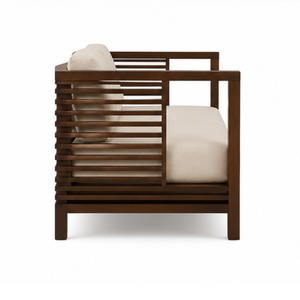 Sofá Moderno de 3 Plazas en Madera de Teca Sólida, Muebles de Lujo para Sala de Estar, Hotel, Apartamento, Villa, con Cojines Tapizados - Product Image 3