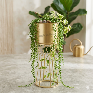 Full Gold Iron Powder Coated Durable Multi-Purpose Modern Classic Outdoor & Indoor Floor Planter with Drainage - Product Image 2