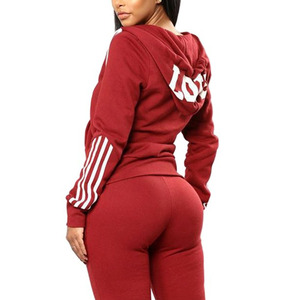 Ensemble de survêtement deux pièces pour femme : sweat à capuche court zippé et pantalon évasé, couleur unie, coupe décontractée ample, manches longues, séchage rapide, automne - Product Image 5