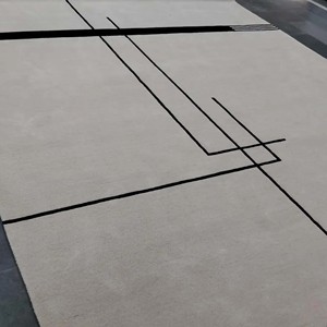Tapis en laine tufté à la main, style minimaliste moderne, crème et noir, motif géométrique, tapis contemporain pour salon, grand tapis sur mesure - Product Image 5