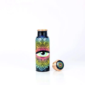 Bouteille d'eau en cuivre émaillé avec design moderne noir et rose, nouveau look, pour le yoga, la salle de sport, le bureau, l'école - Product Image 1