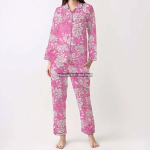 Women's Pure Cotton Co Ord Set Organic Print Luxury Spring/Summer Floral/Character/Letter/Pattern/Vacation/Coconut <b>Tree</b> Pattern - Product Image 3