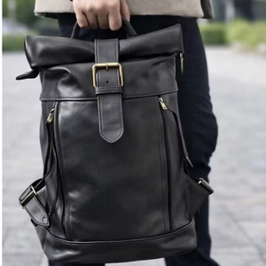 Mochila de Cuero Hecha a Mano con Parte Superior Enrollable, Bolsa de Viaje de Cuero Vacuno Vintage, Mochila Acolchada para Portátil para Uso Profesional LTBP-0032 - Product Image 1
