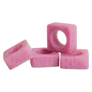 <b>Pink</b> Resin Napkin Ring Square <b>Table</b> Decor Epoxy <b>Cloth</b> Napkin Holder for Party Wedding Dining - Product Image 1