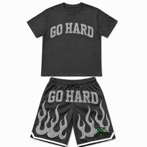 Custom Men Go Hard Print T <b>Shirt</b> <b>Flame</b> Shorts Set 2 Piece Summer Gym Streetwear Outfit Athletic Active Wear Matching Clothes - Product Image 3