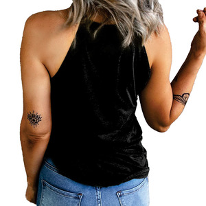 Camiseta Corta Negra de Tirantes Finos para Mujer al por Mayor, Ajustable, Básica, Ajustada, Casual, Suministro de Camisetas Cortas para Mujer - Product Image 2