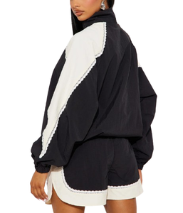 Ensemble 2 pièces coupe-vent en nylon : short et veste oversize respirante pour femme, nouveau design, idéal pour le jogging et l'entraînement, grandes tailles - Product Image 2