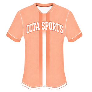 Maillot de sport à manches courtes blanc, orange et pêche, col rond, bande centrale, respirant, pour l'entraînement athlétique et les uniformes d'équipe de performance - Product Image 1