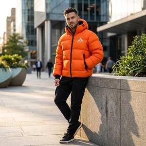 Veste matelassée à capuche orange pour homme, veste d'hiver chaude et légère, imperméable, pour l'extérieur, One Apex - Product Image 5