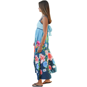 Vestido largo floral de manga corta para mujer, elegante vestido de corte en A - Product Image 5