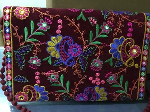 Fil de coton fait main broderie miroir travail Style bohème enveloppes forme poignée d'embrayage sac à main femme faveurs de mariage retour - Product Image 2