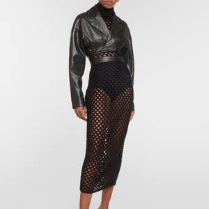 Vestes en cuir pour femmes à étiquette privée personnalisée, avec 2 poches latérales personnalisées, vestes en cuir courtes pour femmes - Product Image 2