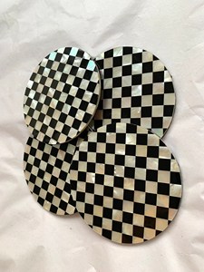 Custom Logo Set of 4 Mother of Pearl <b>Coasters</b> Round Black Shell Mosaic <b>Drink</b> <b>Coaster</b> Set For Table Decor Gift Wholesale - Product Image 2